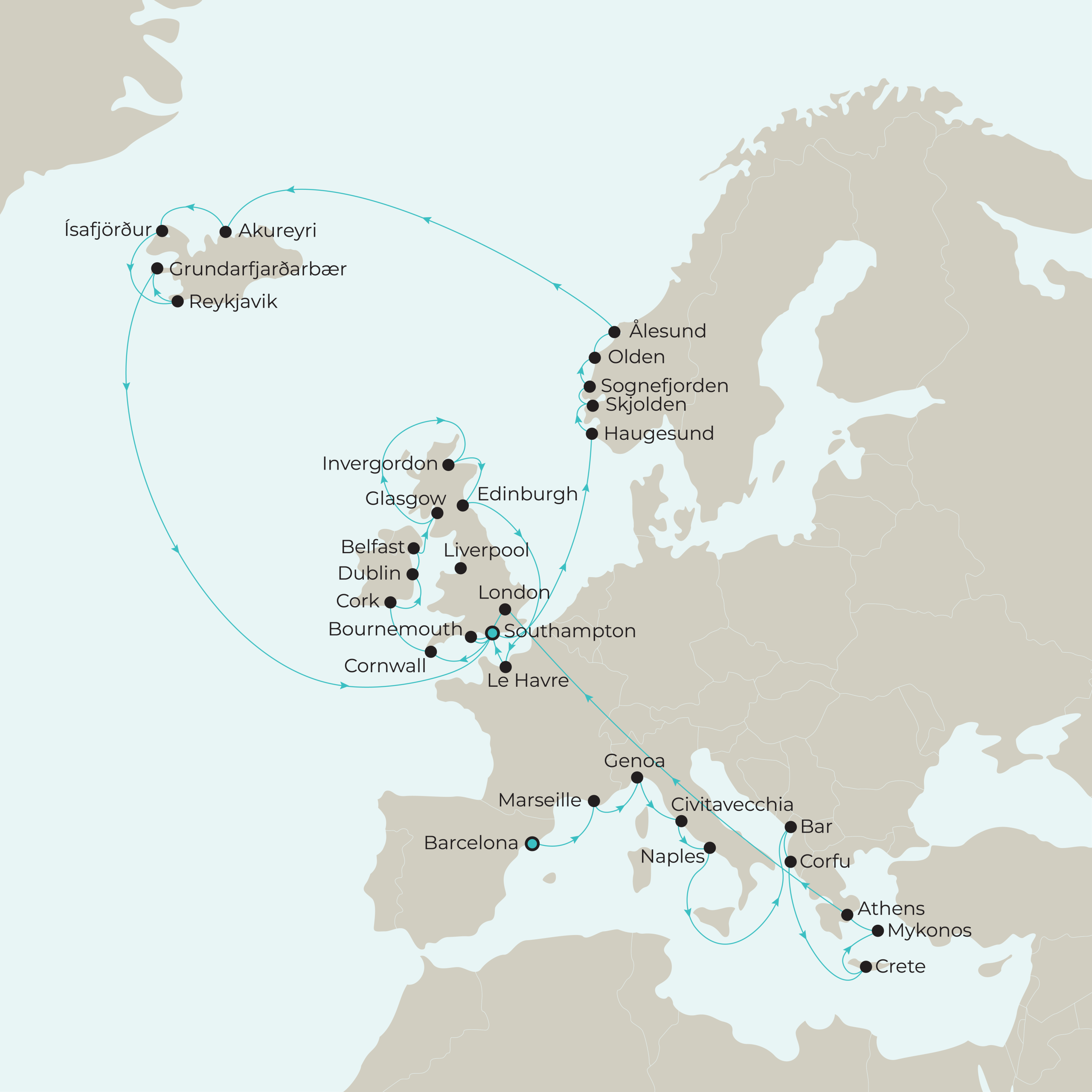 A Trio of Princesses: Ultimate Mediterranean, Norway, Iceland & British Isles Voyage